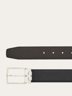 Reversible and adjustable Gancini belt - Men