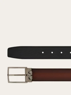 Reversible and adjustable Gancini belt - Men