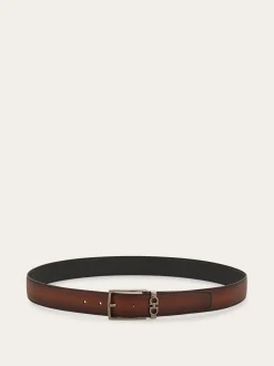 Reversible and adjustable Gancini belt - Men