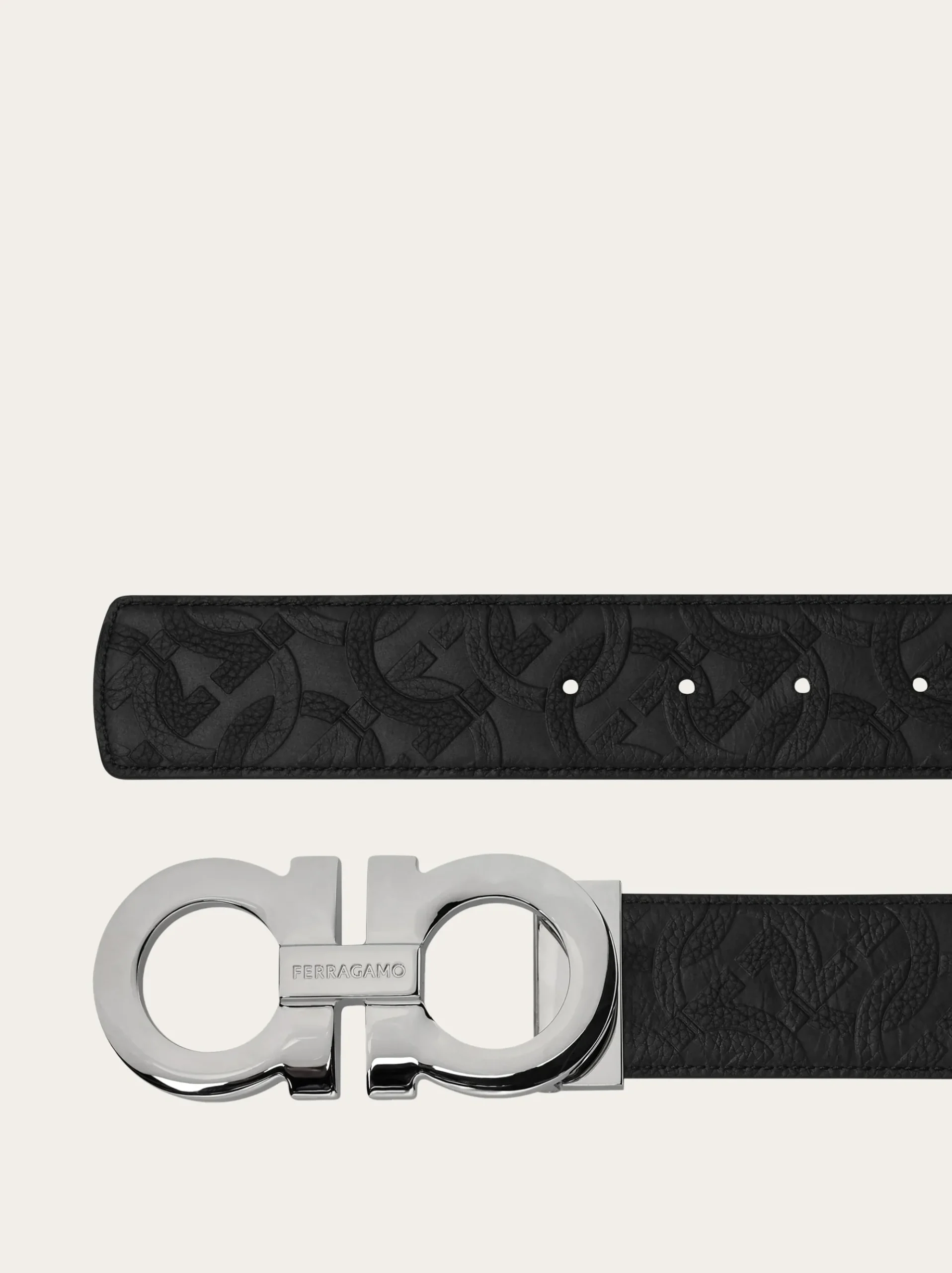 Reversible and adjustable Gancini belt - Men