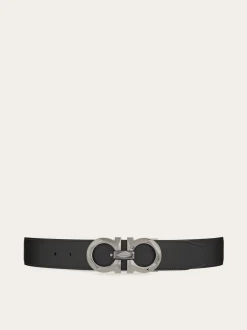 Reversible and adjustable Gancini belt - Men