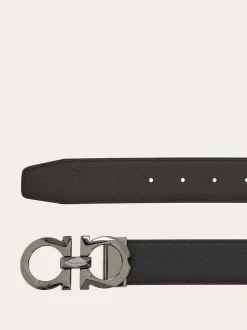 Reversible and adjustable Gancini belt - Men