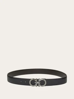Reversible and adjustable Gancini belt - Men