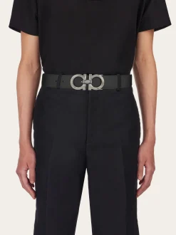 Reversible and adjustable Gancini belt - Men