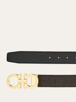 Reversible and adjustable Gancini belt - Men