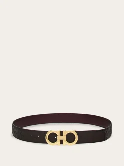 Reversible and adjustable Gancini belt - Men