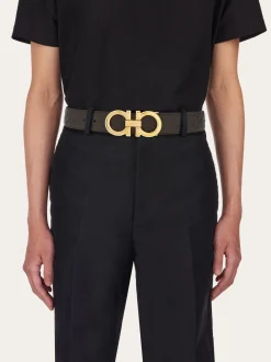 Reversible and adjustable Gancini belt - Men