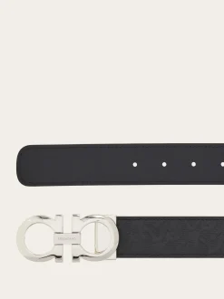 Reversible and adjustable Gancini belt - Men