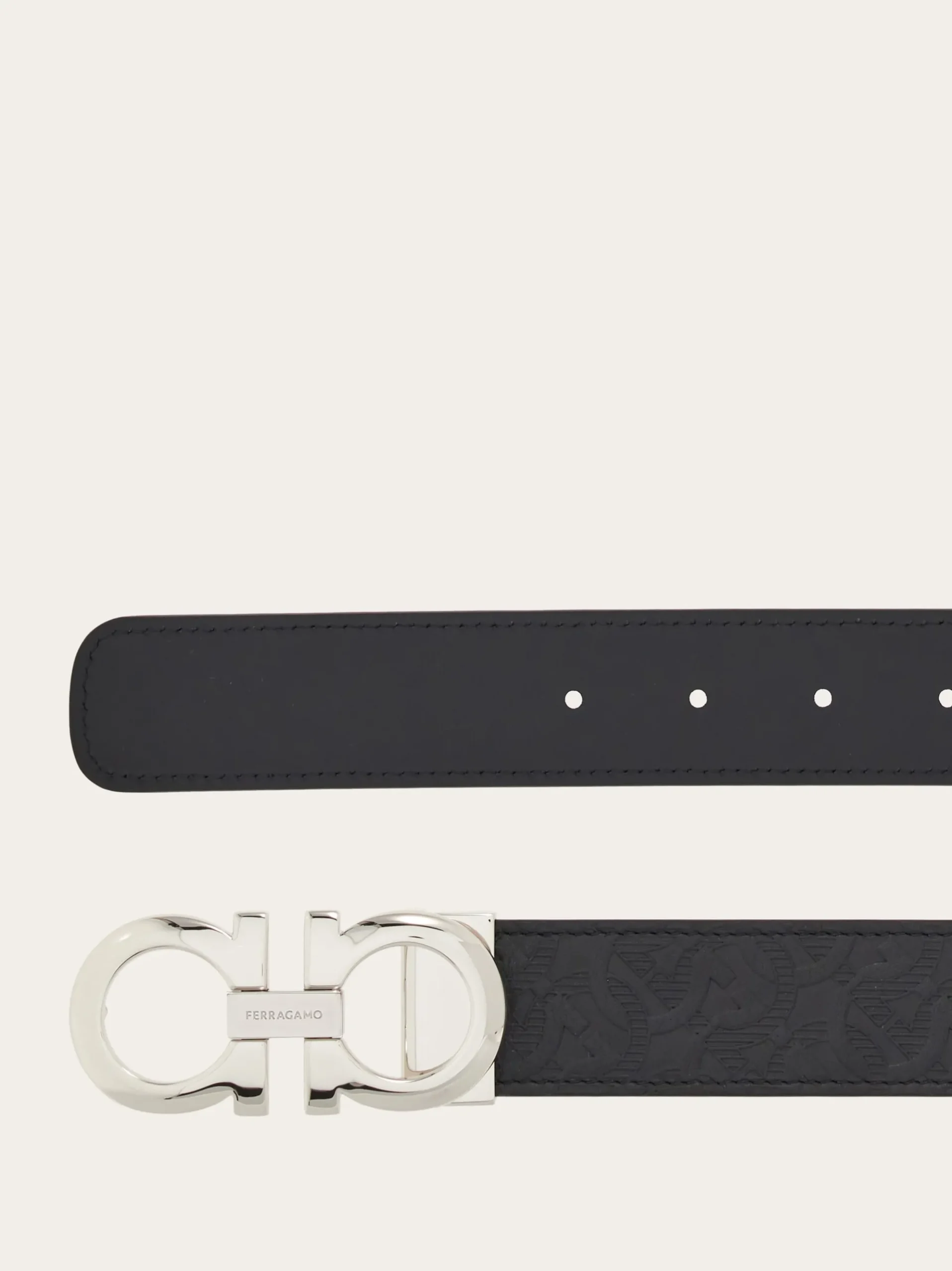 Reversible and adjustable Gancini belt - Men