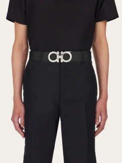 Reversible and adjustable Gancini belt - Men