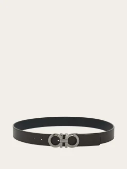Reversible and adjustable Gancini belt - Men