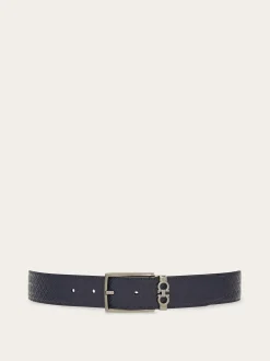 Reversible and adjustable Gancini belt - Men