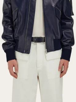 Reversible and adjustable Gancini belt - Men