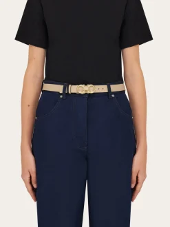 Reversible and adjustable Gancini belt - Women
