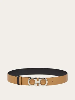 Reversible and adjustable Gancini belt - Women