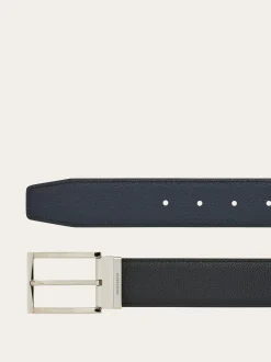 Reversible and adjustable belt with rectangular buckle - Men