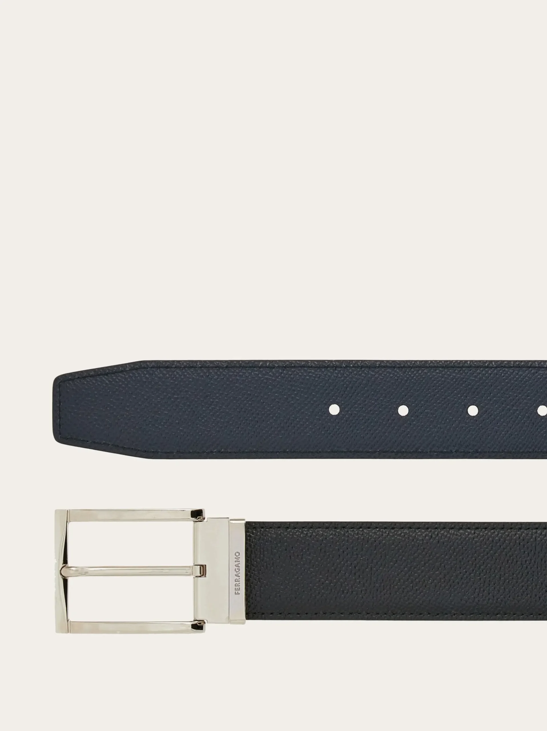 Reversible and adjustable belt with rectangular buckle - Men