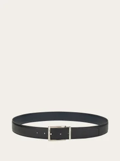 Reversible and adjustable belt with rectangular buckle - Men