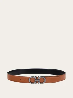 Reversible and adjustable Gancini belt - Men