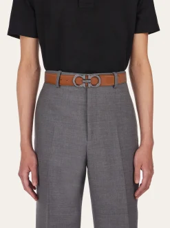 Reversible and adjustable Gancini belt - Men