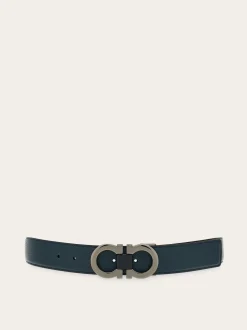 Reversible and adjustable Gancini belt - Men