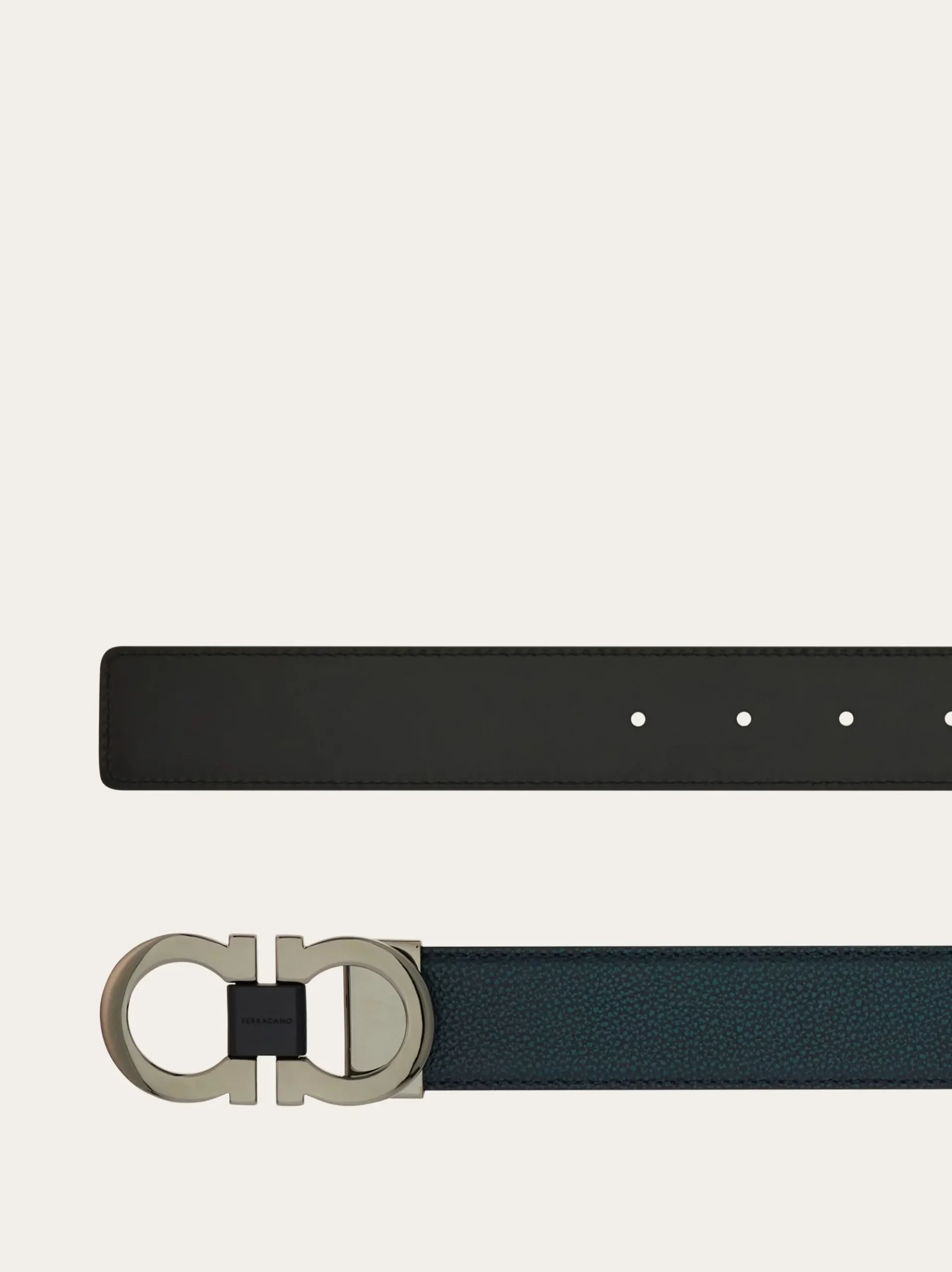 Reversible and adjustable Gancini belt - Men