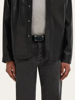 Reversible and adjustable Gancini belt - Men