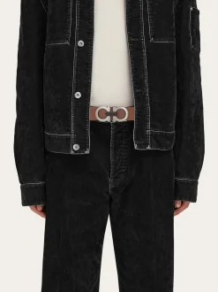 Reversible and adjustable Gancini belt - Men