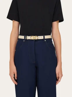 Reversible and adjustable Gancini belt - Women
