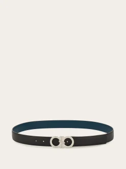 Reversible and adjustable Gancini belt - Men