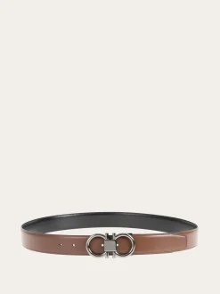 Reversible and adjustable Gancini belt - Men