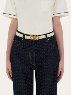 Reversible and adjustable Gancini belt - Women