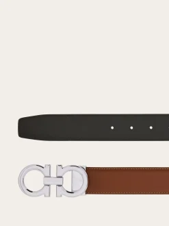 Reversible and adjustable Gancini belt - Men