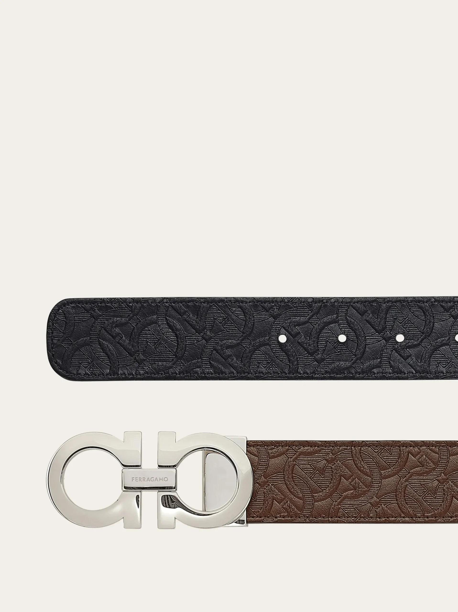 Reversible and adjustable Gancini belt - Men