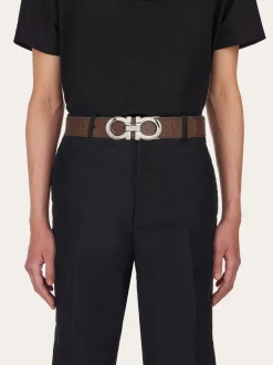 Reversible and adjustable Gancini belt - Men