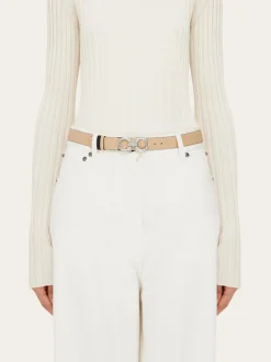 Reversible and adjustable Gancini belt - Women