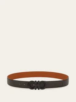 Reversible and adjustable Gancini belt - Men