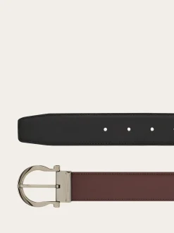 Reversible and adjustable Gancini belt - Men