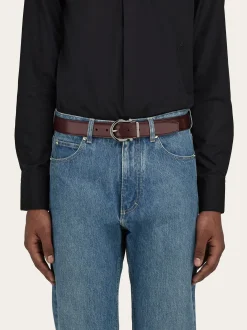 Reversible and adjustable Gancini belt - Men