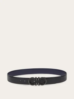 Reversible and adjustable Gancini belt - Men