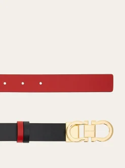 Reversible and adjustable Gancini belt - Women