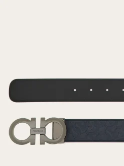 Reversible and adjustable Gancini belt - Men