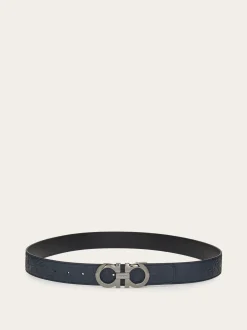 Reversible and adjustable Gancini belt - Men