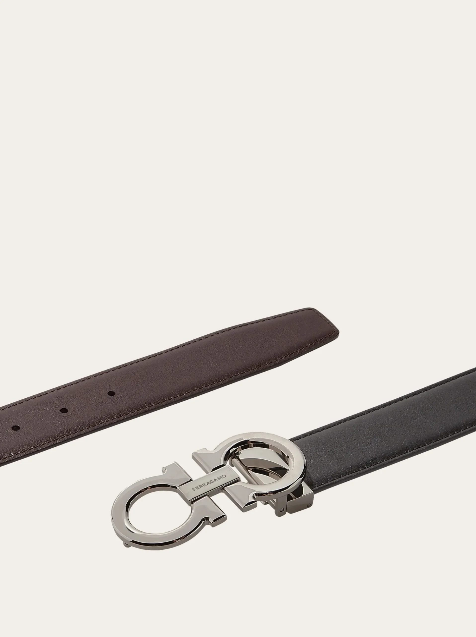 Reversible and adjustable Gancini belt - Men
