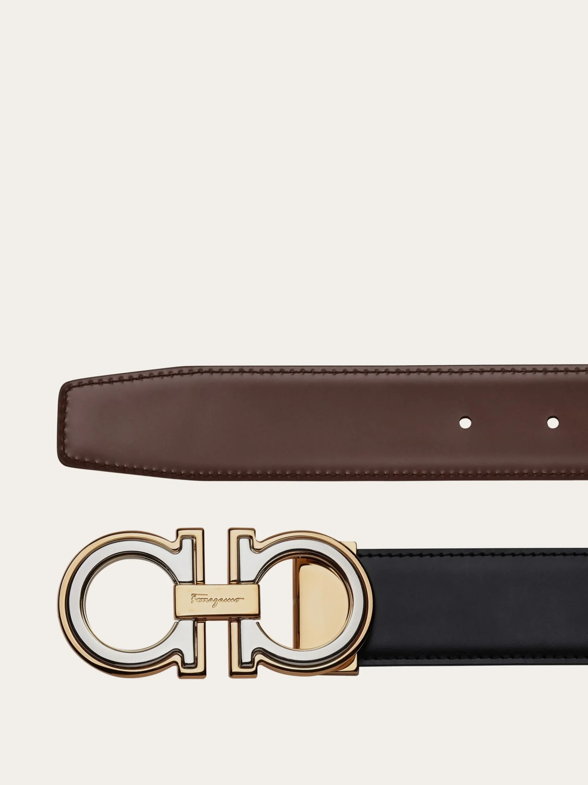 Reversible and adjustable Gancini belt - Men