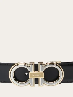 Reversible and adjustable Gancini belt - Men