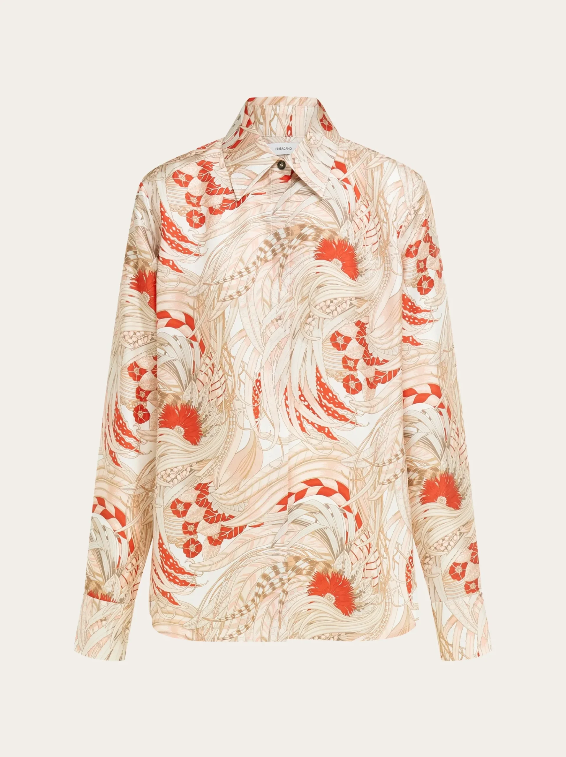 Rooster print silk twill shirt - Women