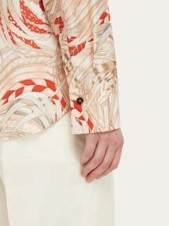 Rooster print silk twill shirt - Women