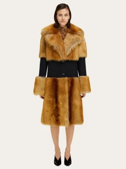Shearling coat with wool inlay - Women