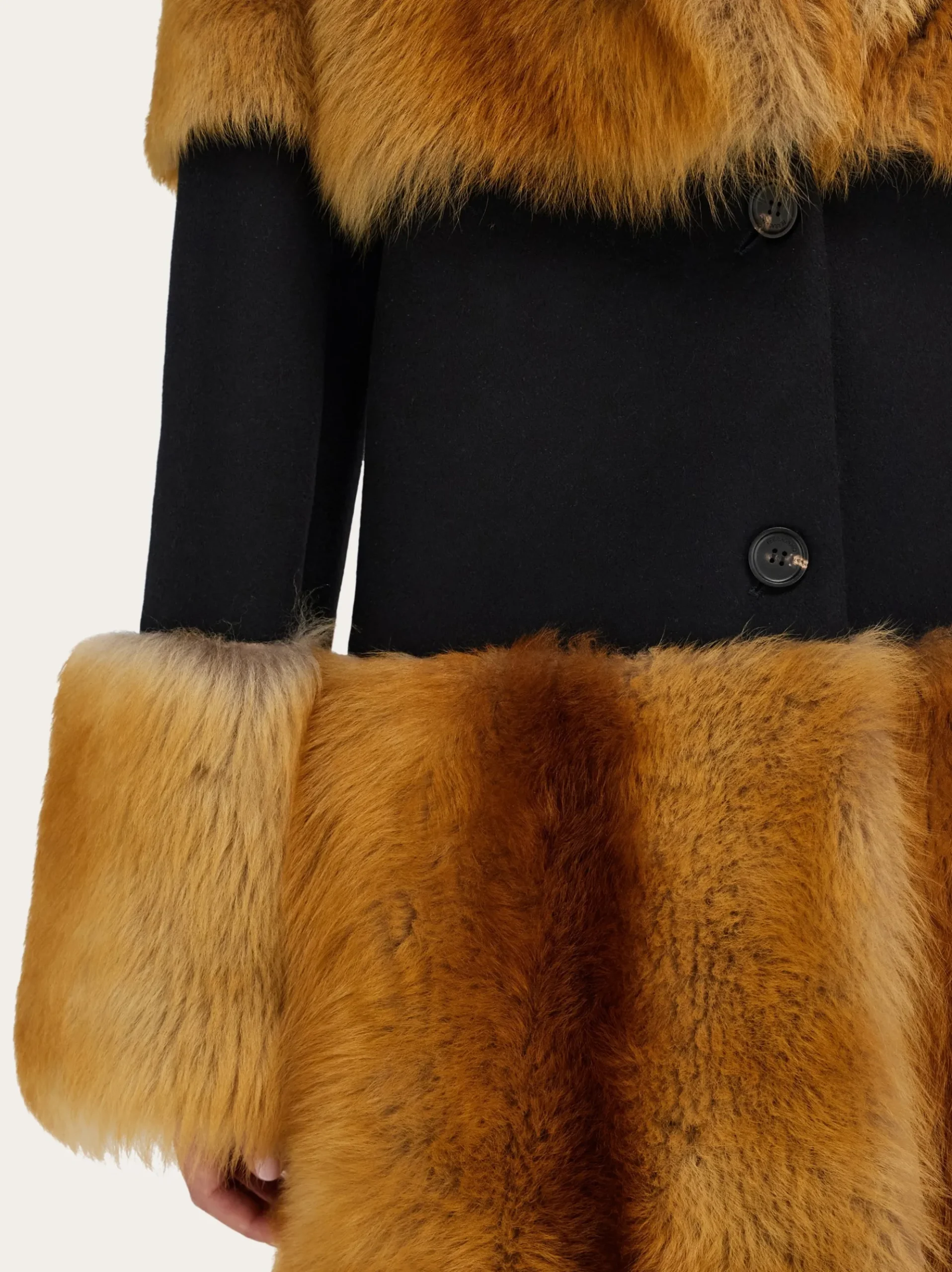Shearling coat with wool inlay - Women